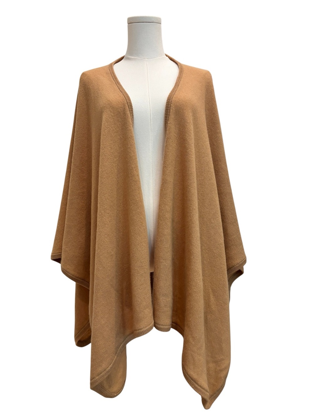 Atelier Nicole Miller Knit Wrap 100% Cashmere Camel OS